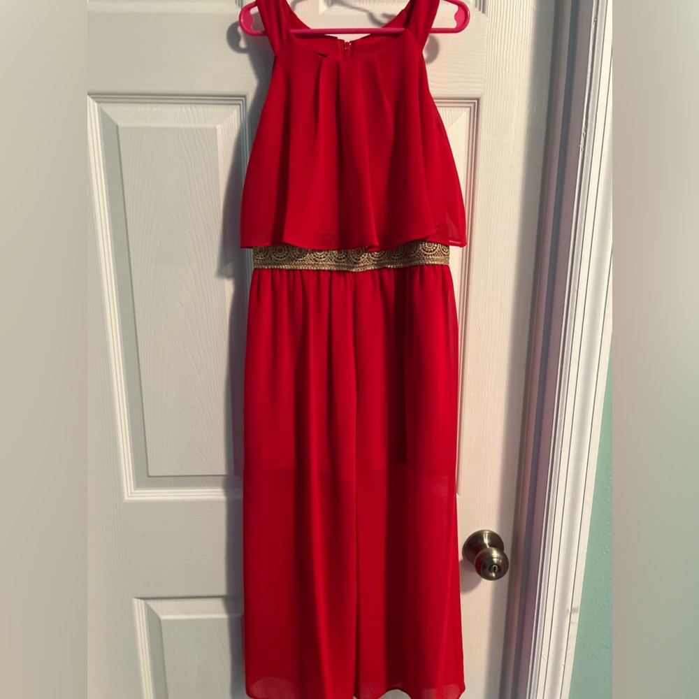 girls Christmas jumpsuit, size 8.  Only worn once for pictures.